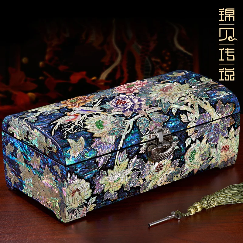 Mother-of-pearllacquer Lockable Jewelry Box Solid Wood Chinese Style Retro Featured Wedding Gift Storage Makeup Organizer
Mother-of-pearllacquer Lockable Jewelry Box Solid Wood Chinese Style Retro Featured Wedding Gift Storage Makeup Organizer