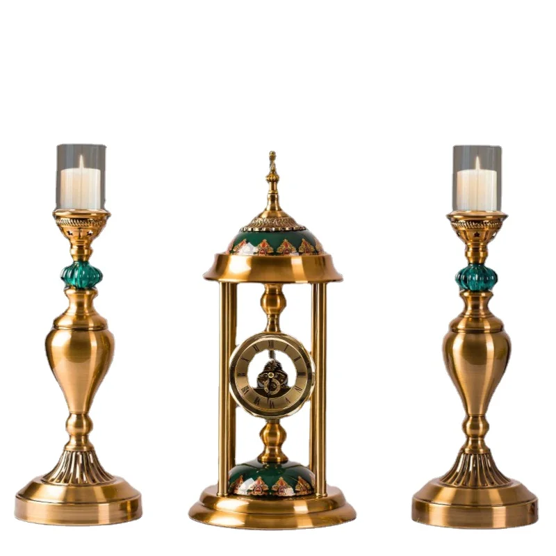 European retro clock bedroom office table metal handicraft pendulum clock candlestick table furnishings
European retro clock bedroom office table metal handicraft pendulum clock candlestick table furnishings