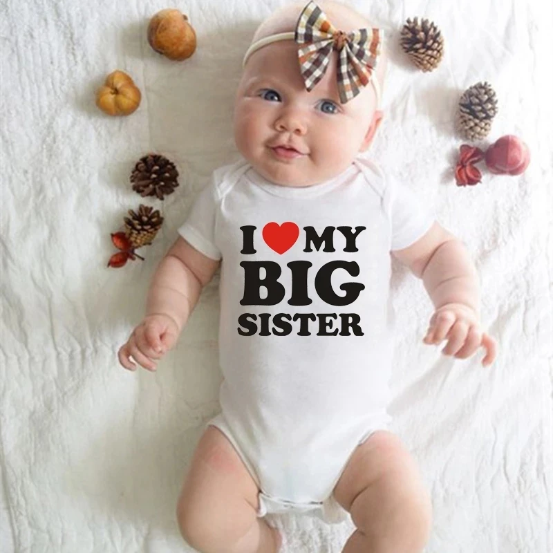 Newborn Baby Romper I Love My Big Sister Print Funny Infant Boys Girls Soft Short Sleevd Cotton Baby Bodysuit Jumpsuit Outfit
Newborn Baby Romper I Love My Big Sister Print Funny Infant Boys Girls Soft Short Sleevd Cotton Baby Bodysuit Jumpsuit Outfit