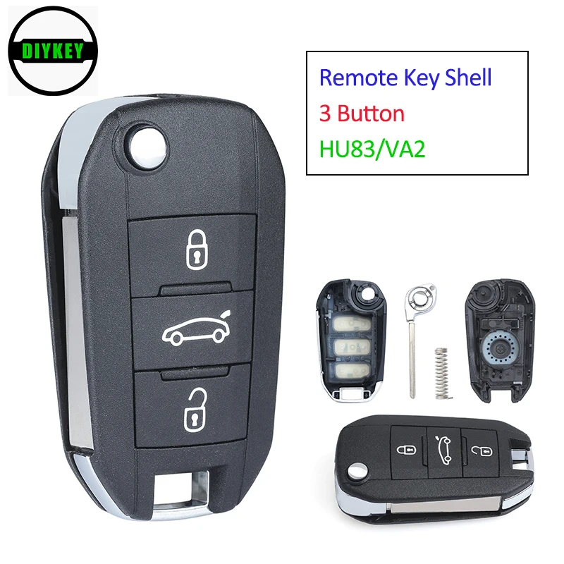 DIYKEY Flip Remote Key Shell Fob Key Case Replacement 3 Button VA2 / HU83 for Peugeot 508 2010-2015 Uncut Blade 5FA010 353-06
DIYKEY Flip Remote Key Shell Fob Key Case Replacement 3 Button VA2 / HU83 for Peugeot 508 2010-2015 Uncut Blade 5FA010 353-06