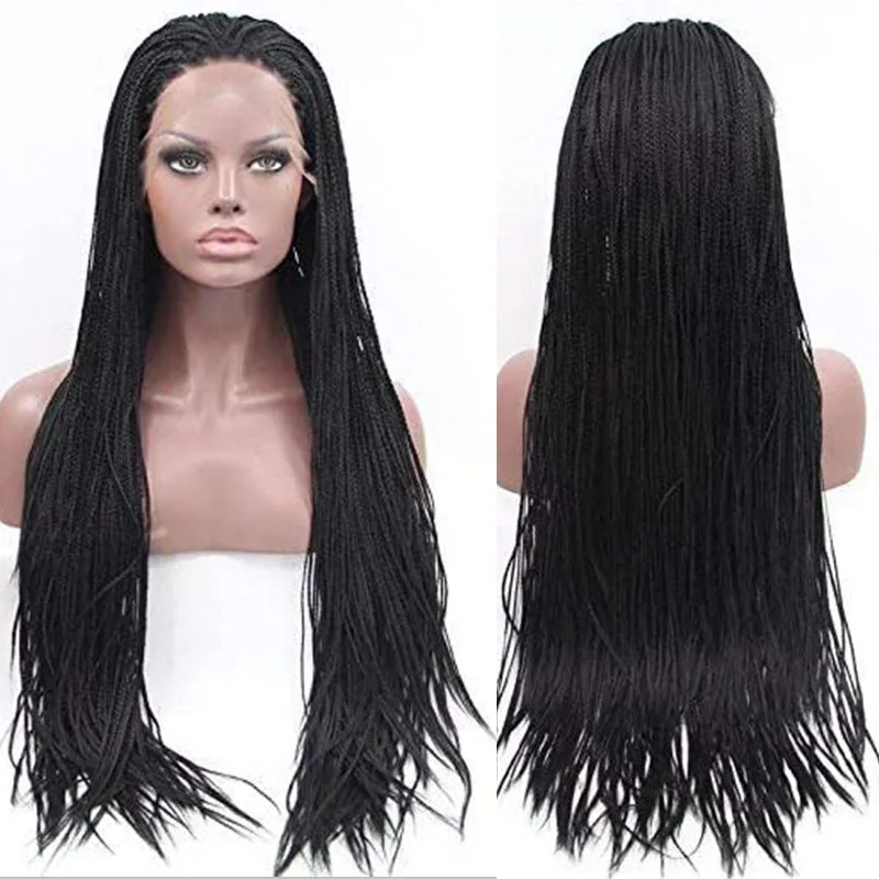 Black Braided Wigs for Black Women Long Synthetic Lace Front Wigs with Baby Hair Quality Long Black Micro Box Braid Hair Wig 26
Black Braided Wigs for Black Women Long Synthetic Lace Front Wigs with Baby Hair Quality Long Black Micro Box Braid Hair Wig 26