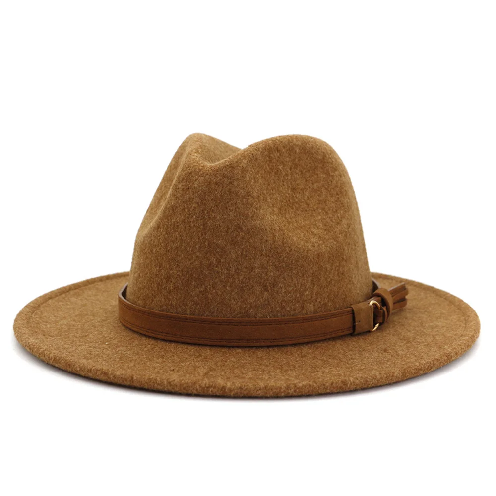 2021 High Quality Fashion Woolen women Felt Jazz Fedora Hats Belt Buckle Decor Unisex Wide Brim Panama Party Trilby men Cap
2021 High Quality Fashion Woolen women Felt Jazz Fedora Hats Belt Buckle Decor Unisex Wide Brim Panama Party Trilby men Cap