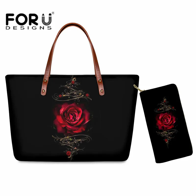 FORUDESIGNS Vintage Red Rose Handbags for Women Shoulder Bags and Wallet Set Female Ladies Large Capacity Purse Beach Tote Bag
FORUDESIGNS Vintage Red Rose Handbags for Women Shoulder Bags and Wallet Set Female Ladies Large Capacity Purse Beach Tote Bag