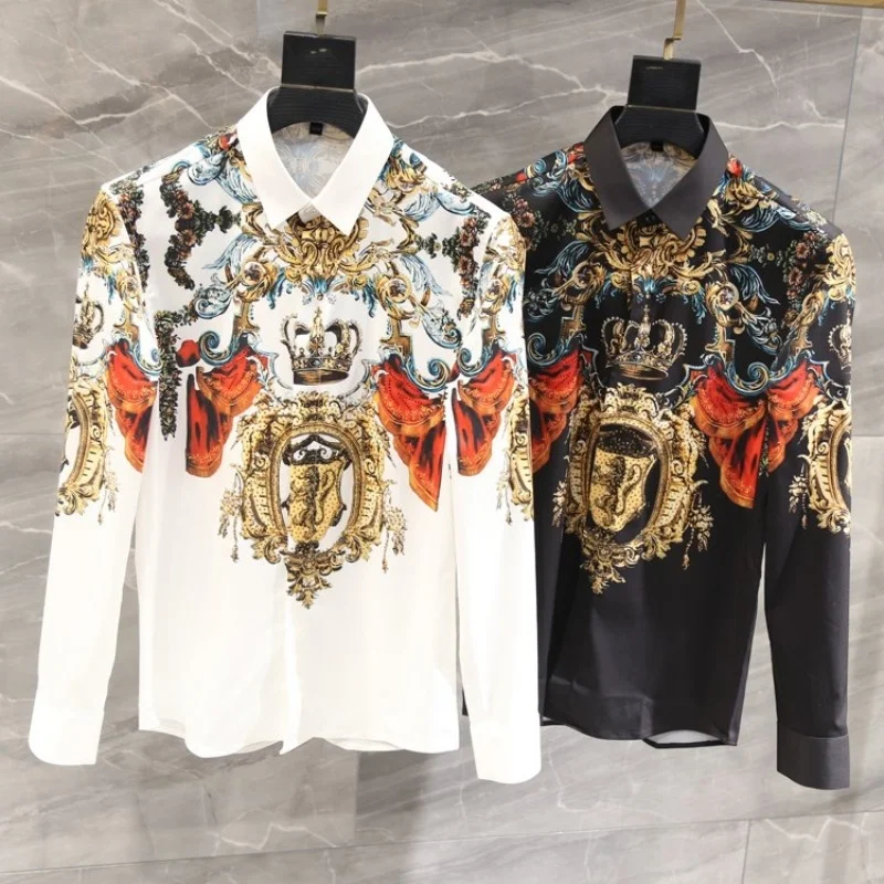 Printing Luxury Mens Shirt Long Slim Fit Smart Casual Black White Shirts Business Long Sleeve Slim Single Breasted Shirt Tops
Printing Luxury Mens Shirt Long Slim Fit Smart Casual Black White Shirts Business Long Sleeve Slim Single Breasted Shirt Tops