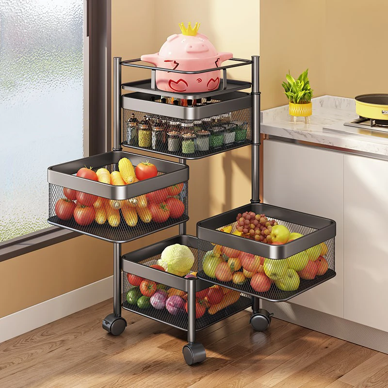Kitchen Storage Shelf Multi-Layer Movable Fruit Vegetable Snack Stand Rotating Kitchen Storage Rack Large-capacity Shelf
Kitchen Storage Shelf Multi-Layer Movable Fruit Vegetable Snack Stand Rotating Kitchen Storage Rack Large-capacity Shelf