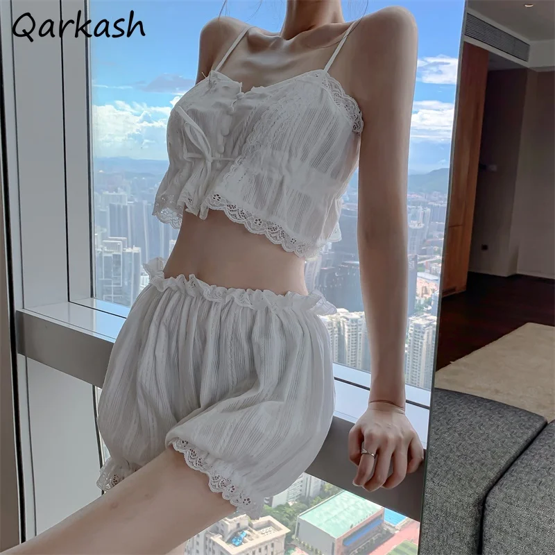Pajama Sets Women White Stylish Lace Homewear 2021 Summer New Solid Thin Sexy Nightwear Spaghetti Strap Ins Camisoles and Shorts
Pajama Sets Women White Stylish Lace Homewear 2021 Summer New Solid Thin Sexy Nightwear Spaghetti Strap Ins Camisoles and Shorts