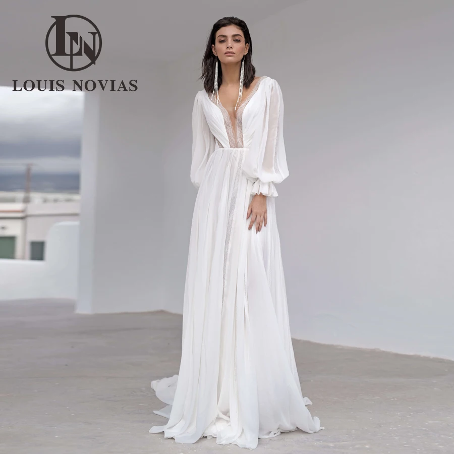 LOUIS NOVIAS Свадебное платье в стиле бохо для женщин, сексуальное пляжное свадебное платье с v-образным вырезом и открытой спиной, шифоновое платье с пышными рукавами для невесты Vestidos De Novia
LOUIS NOVIAS Свадебное платье в стиле бохо для женщин, сексуальное пляжное свадебное платье с v-образным вырезом и открытой спиной, шифоновое платье с пышными рукавами для невесты Vestidos De Novia