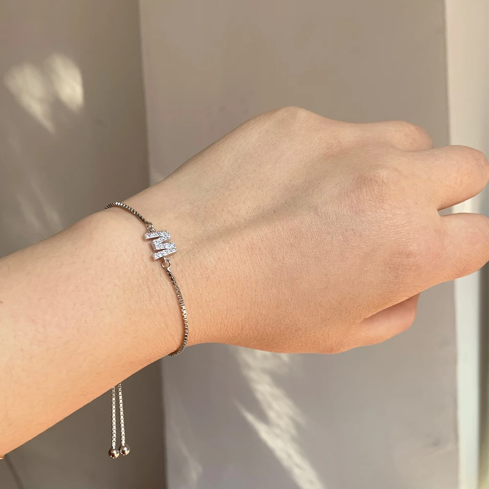 Simple Silver Color Custom Cubic Zircon 26 Alphabet Letter Charm Bracelet Trendy Elegant Adjustable Chain Arm Cuff Jewelry
Simple Silver Color Custom Cubic Zircon 26 Alphabet Letter Charm Bracelet Trendy Elegant Adjustable Chain Arm Cuff Jewelry