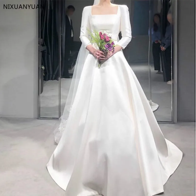 Wedding Dresses with Three Quarter Length Sleeves Square Collar 2023 Wedding Gowns White Ivory Fantasy Korea Bridal Dress
Wedding Dresses with Three Quarter Length Sleeves Square Collar 2023 Wedding Gowns White Ivory Fantasy Korea Bridal Dress
