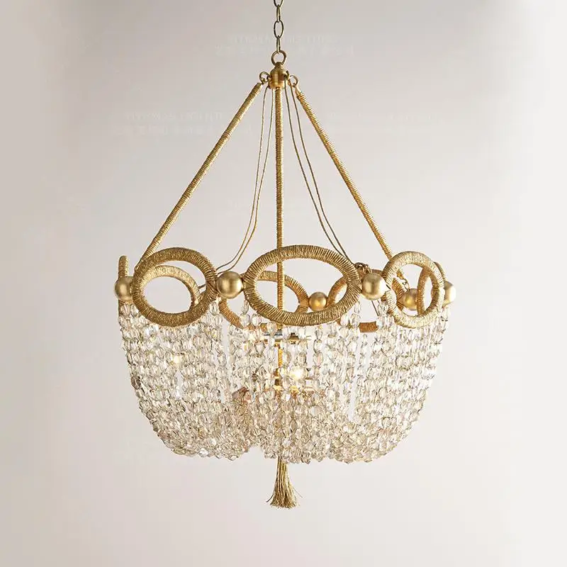 Gold And Crystal Chandelier Light Hemp Rope Crystal Beaded Hanging Kitchen Light Fixtures Russia D55*H88Cm 4 Candle Lights
Gold And Crystal Chandelier Light Hemp Rope Crystal Beaded Hanging Kitchen Light Fixtures Russia D55*H88Cm 4 Candle Lights