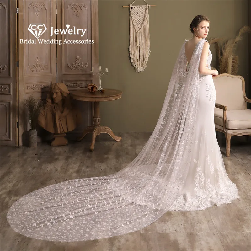 CC Cape Veil Wedding Accessories Cathedral Women Veils 2.7 Meter Long Luxury Jewelry One Layer Flower Shape High Quality V827
CC Cape Veil Wedding Accessories Cathedral Women Veils 2.7 Meter Long Luxury Jewelry One Layer Flower Shape High Quality V827