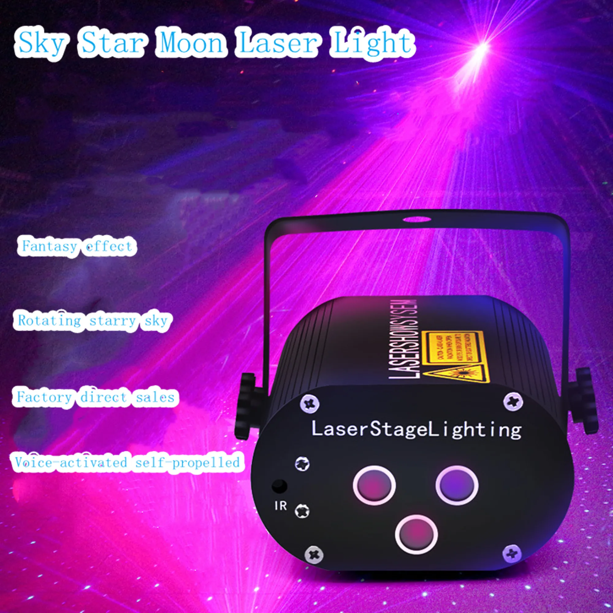 Sky star and moon pattern laser light KTV voice-activated flashlight stage lighting bar clearing bar laser LED colorful lights
Sky star and moon pattern laser light KTV voice-activated flashlight stage lighting bar clearing bar laser LED colorful lights