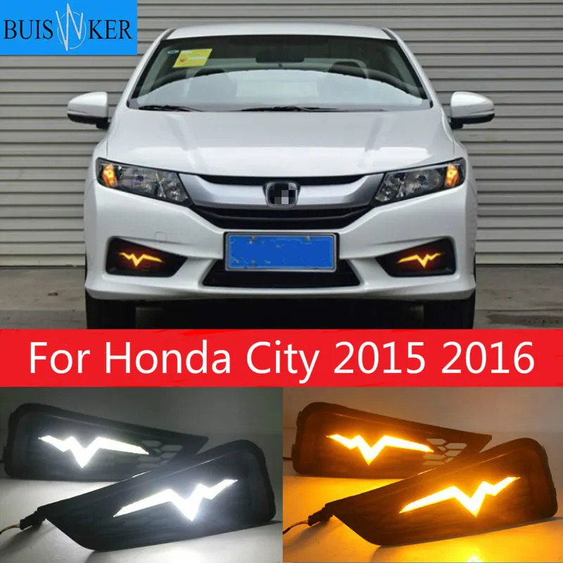 For Honda City 2015 2016 fog lamp cover drl with yellow turn signal light car styling LED daytime Running Lights
For Honda City 2015 2016 fog lamp cover drl with yellow turn signal light car styling LED daytime Running Lights