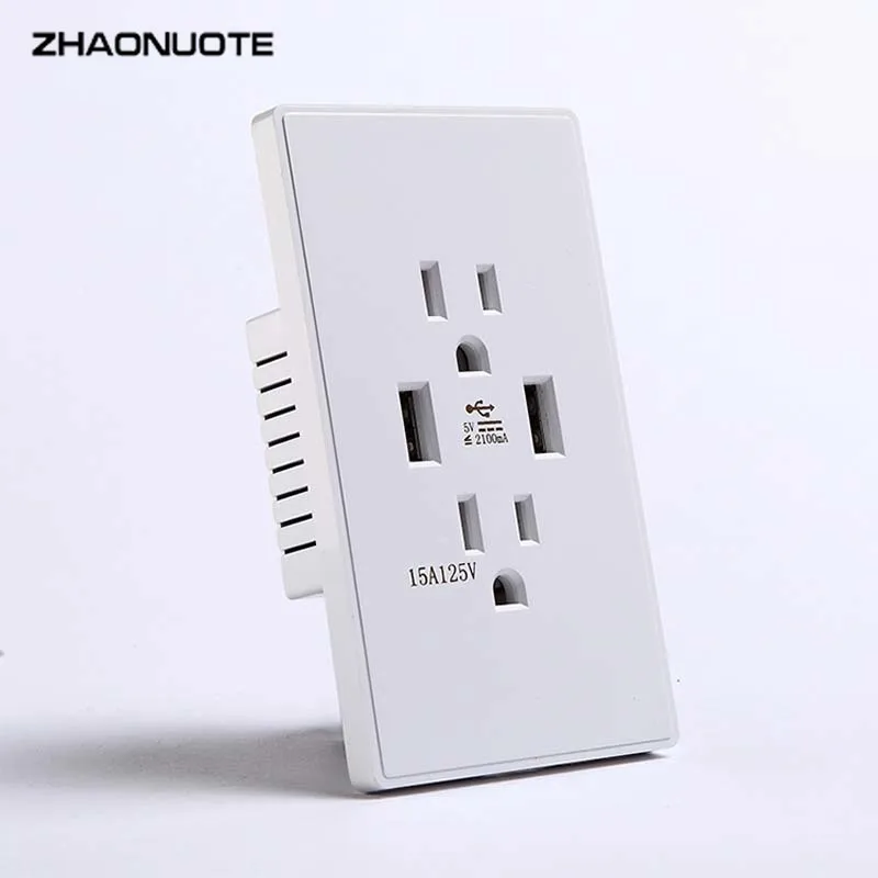 New Fast Charging US Socket with Dual USB Port 5V 2100mA American Standard US Taiwan Japan Power Socket 15A 110V
New Fast Charging US Socket with Dual USB Port 5V 2100mA American Standard US Taiwan Japan Power Socket 15A 110V