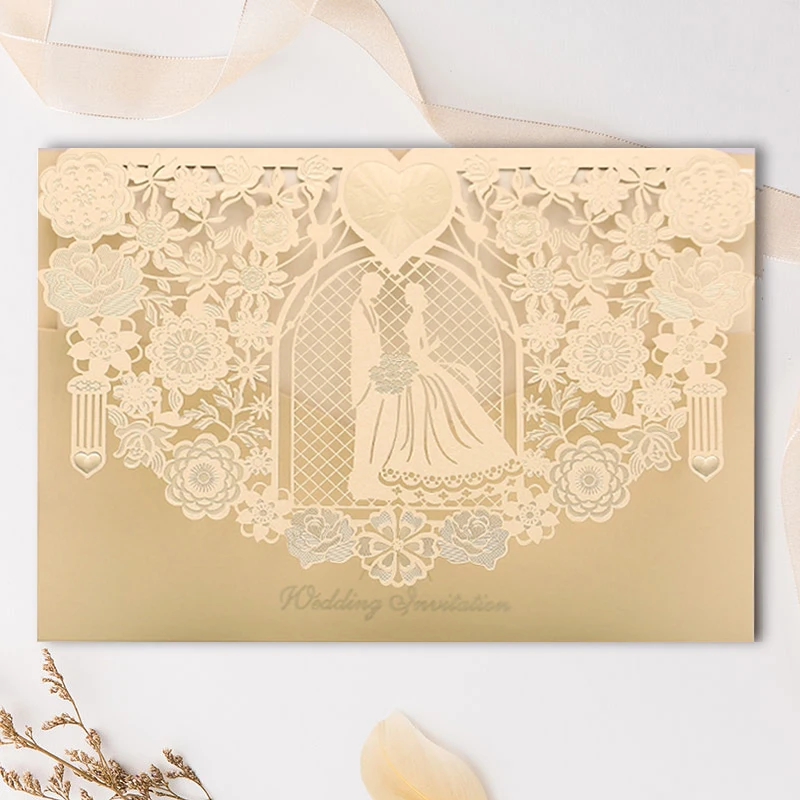 100pcs Bridal and Groom Laser Cut Wedding Invitations Card Love Lace Pocket Customize Printing Invites Card Party Favor Decor
100pcs Bridal and Groom Laser Cut Wedding Invitations Card Love Lace Pocket Customize Printing Invites Card Party Favor Decor