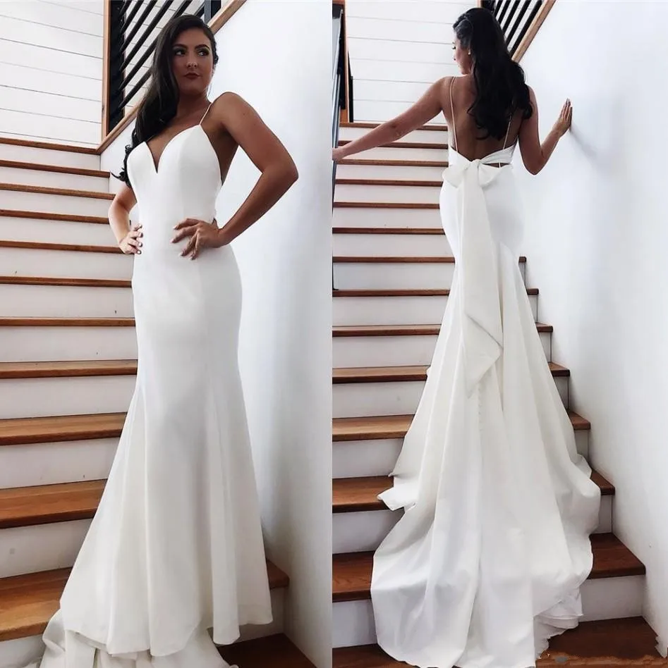 2024 New Cheap Beach Backless Wedding Dresses Sexy Open Back With Bow Long Train Satin Mermaid Bridal Gowns Robe De Mariee
2024 New Cheap Beach Backless Wedding Dresses Sexy Open Back With Bow Long Train Satin Mermaid Bridal Gowns Robe De Mariee