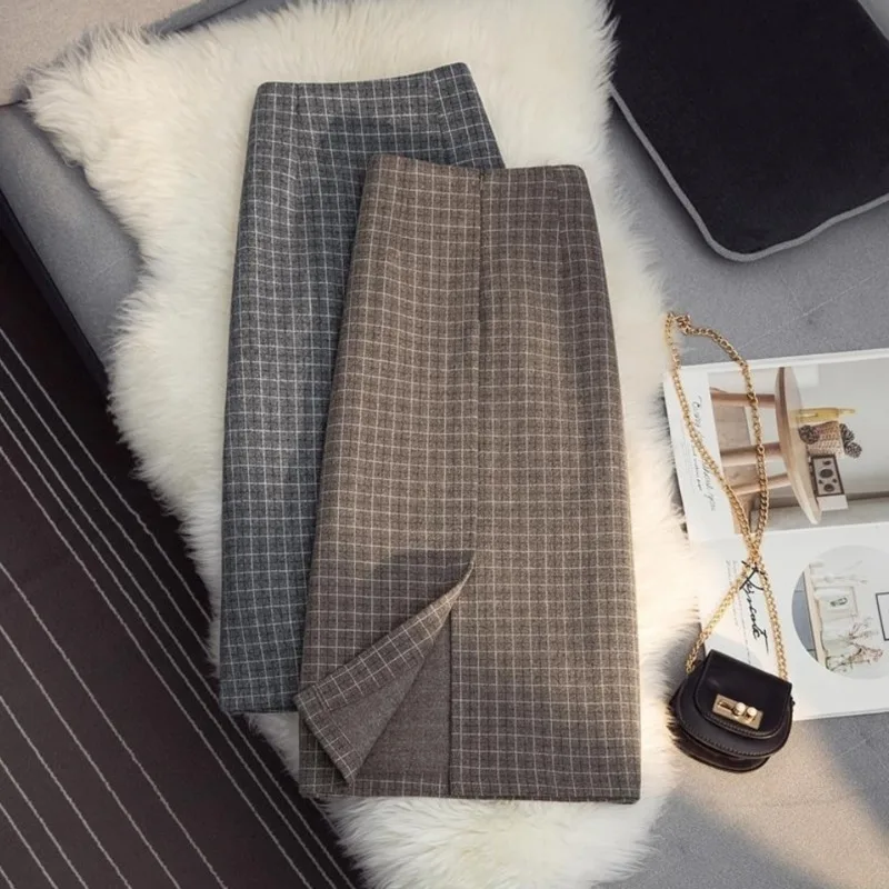 Autumn Winter Skirt Women Zipper High Waist Fashion A Line Preppy Style Lattice Korean Elastic Casual Street Split Midi Skirt
Autumn Winter Skirt Women Zipper High Waist Fashion A Line Preppy Style Lattice Korean Elastic Casual Street Split Midi Skirt