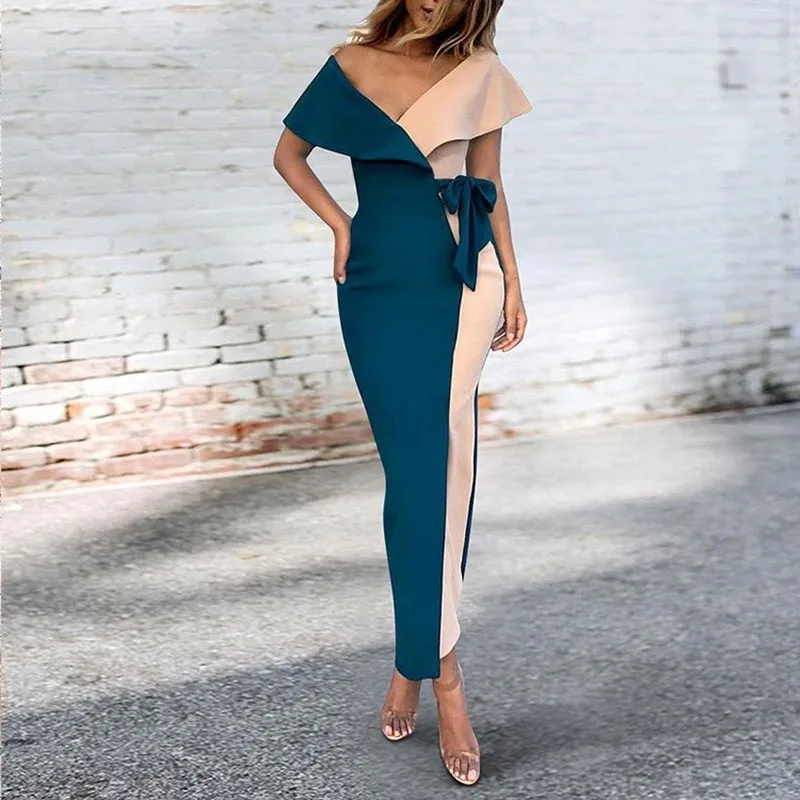 2020 Summer Sexy Deep V Bodycon Dress European and American Dress Stitching Fashion Dress
2020 Summer Sexy Deep V Bodycon Dress European and American Dress Stitching Fashion Dress