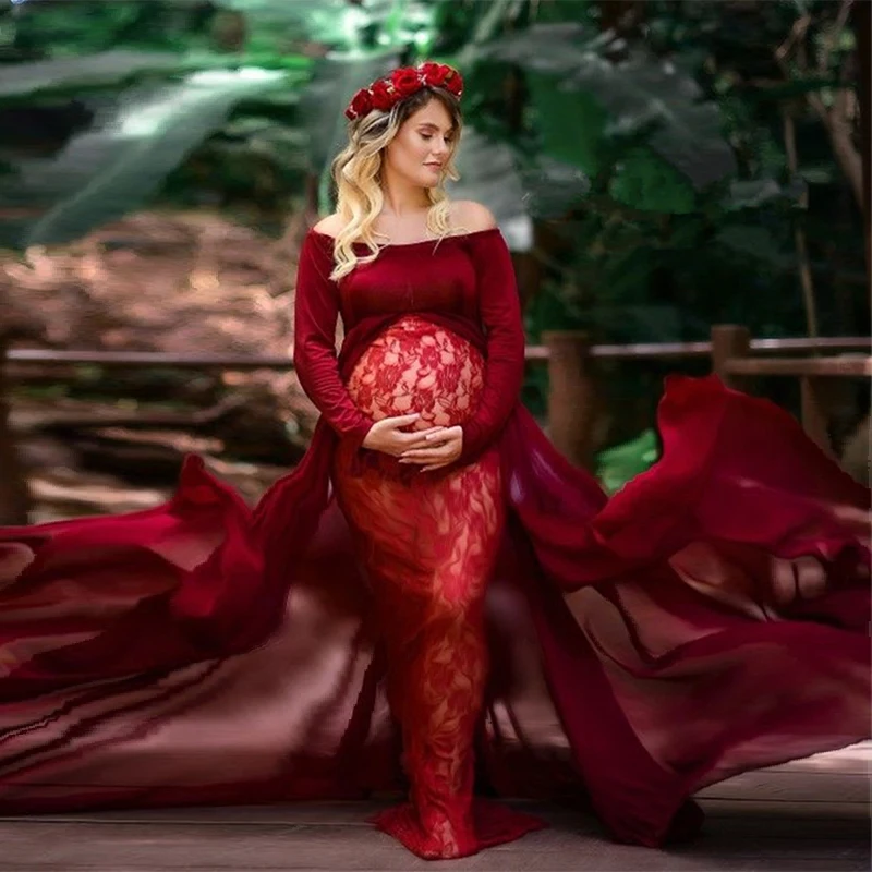 Maternity Maxi Dresses Photoshoot Lace Chiffon Pregnancy Dress Photography Prop Long Pregnant Women Gown For Baby Showers 
Maternity Maxi Dresses Photoshoot Lace Chiffon Pregnancy Dress Photography Prop Long Pregnant Women Gown For Baby Showers