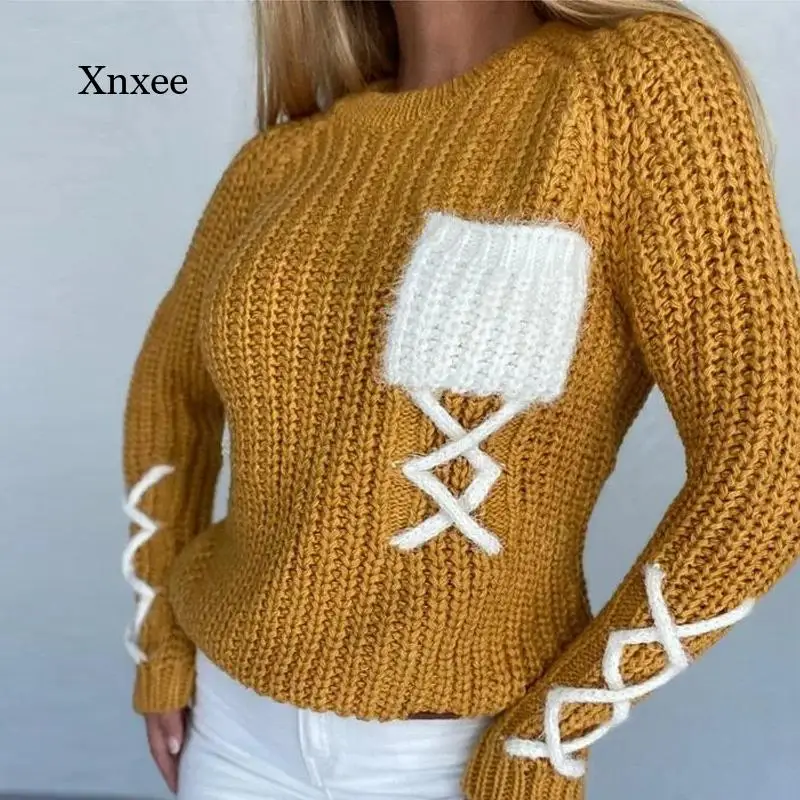 Knit Autumn and Winter Women's Solid Color Pocket Sweater Elegant O-Neck Long-Sleeved Streetwear Soft Warm Sweater
Knit Autumn and Winter Women's Solid Color Pocket Sweater Elegant O-Neck Long-Sleeved Streetwear Soft Warm Sweater
