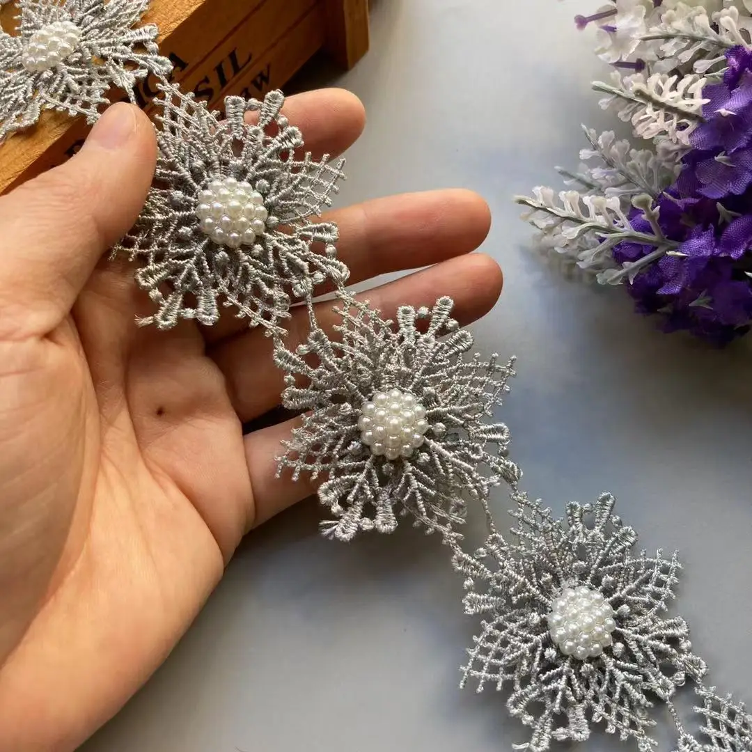 10x Gray Snowflake Pearl Handmade Beaded Flower Embroidered Lace Trim Ribbon Double Layered Applique Dress DIY Sewing Craft 5cm
10x Gray Snowflake Pearl Handmade Beaded Flower Embroidered Lace Trim Ribbon Double Layered Applique Dress DIY Sewing Craft 5cm