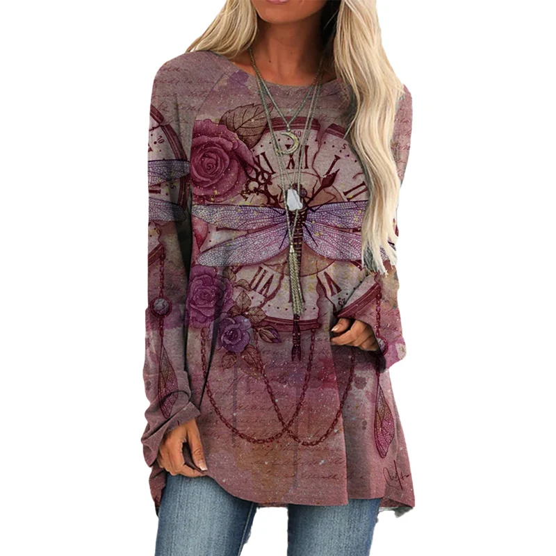 2020 Women's Fashion Loose Casual Ladies Round Neck Retro Autumn Print T-Shirt Large Size Long Sleeve Top Casual Tops Regular
2020 Women's Fashion Loose Casual Ladies Round Neck Retro Autumn Print T-Shirt Large Size Long Sleeve Top Casual Tops Regular