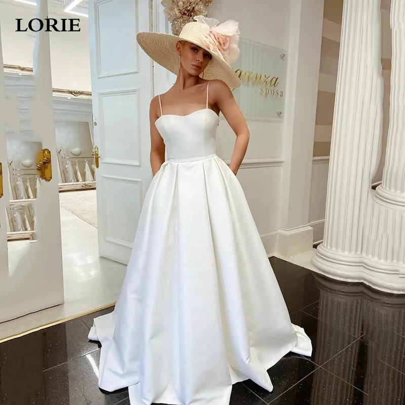 LORIE Simple Satin A Line Wedding Dresses Elegant Spaghetti Straps Beach Sweetheart Bride Gowns Backless Wedding Gowns 2022+
LORIE Simple Satin A Line Wedding Dresses Elegant Spaghetti Straps Beach Sweetheart Bride Gowns Backless Wedding Gowns 2022+