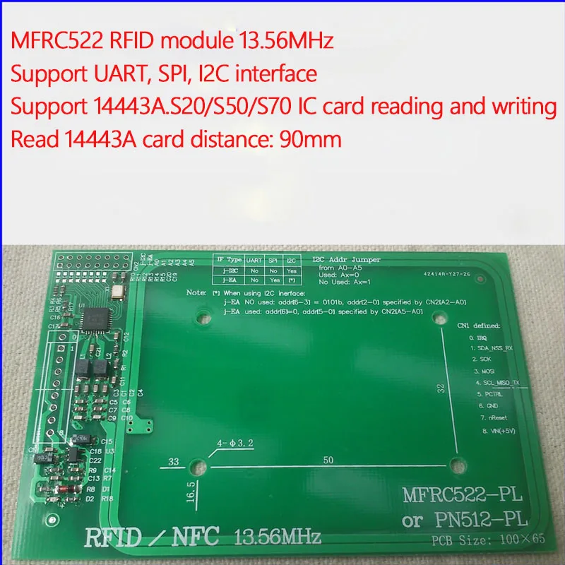 MFRC522 Module RFID IC Card Reader Module UART/SPI/I2C Interface, Long Distance 90mm
MFRC522 Module RFID IC Card Reader Module UART/SPI/I2C Interface, Long Distance 90mm
