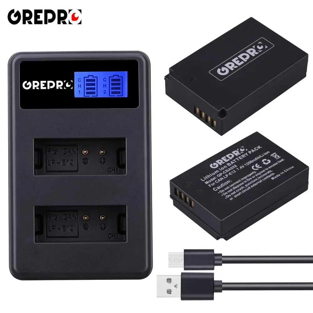 2Pcs 1200mAh LP-E12 LP E12 LPE12 Li-ion Battery + LCD USB Dual Charger for Canon EOS M50, EOS M100,100D Kiss X7 Rebel SL1 Camera
2Pcs 1200mAh LP-E12 LP E12 LPE12 Li-ion Battery + LCD USB Dual Charger for Canon EOS M50, EOS M100,100D Kiss X7 Rebel SL1 Camera