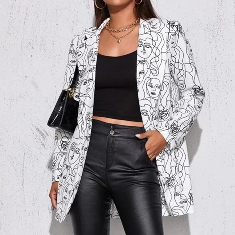 Cartoon Beauty Face Print White Blazer Women Jacket High Street Fashion 2022Spring streetwear Elegant Lady Coat American Stylish
Cartoon Beauty Face Print White Blazer Women Jacket High Street Fashion 2022Spring streetwear Elegant Lady Coat American Stylish