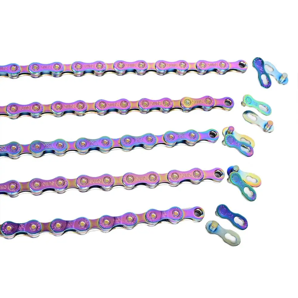 SUMC Colorful 9/10/11/12 Speed MTB Road Bike Chain Hollow Semi-Hollow Rainbow Chains 116L/126L Missing Link For Shimano SRAM
SUMC Colorful 9/10/11/12 Speed MTB Road Bike Chain Hollow Semi-Hollow Rainbow Chains 116L/126L Missing Link For Shimano SRAM