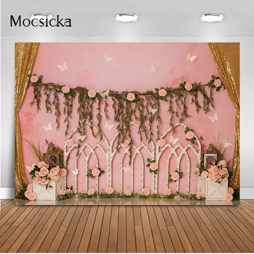 Spring floral butterfly pink girl birthday cake smash background for photography studio newborn kids portrait rose flowers
Spring floral butterfly pink girl birthday cake smash background for photography studio newborn kids portrait rose flowers