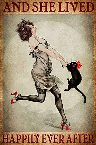 Metal Tin Retro Sign-And She Lived Happily Ever After Metal Poster, Black Cat Print, Dance with Cat Metal Poster,Wall Decoration
Metal Tin Retro Sign-And She Lived Happily Ever After Metal Poster, Black Cat Print, Dance with Cat Metal Poster,Wall Decoration