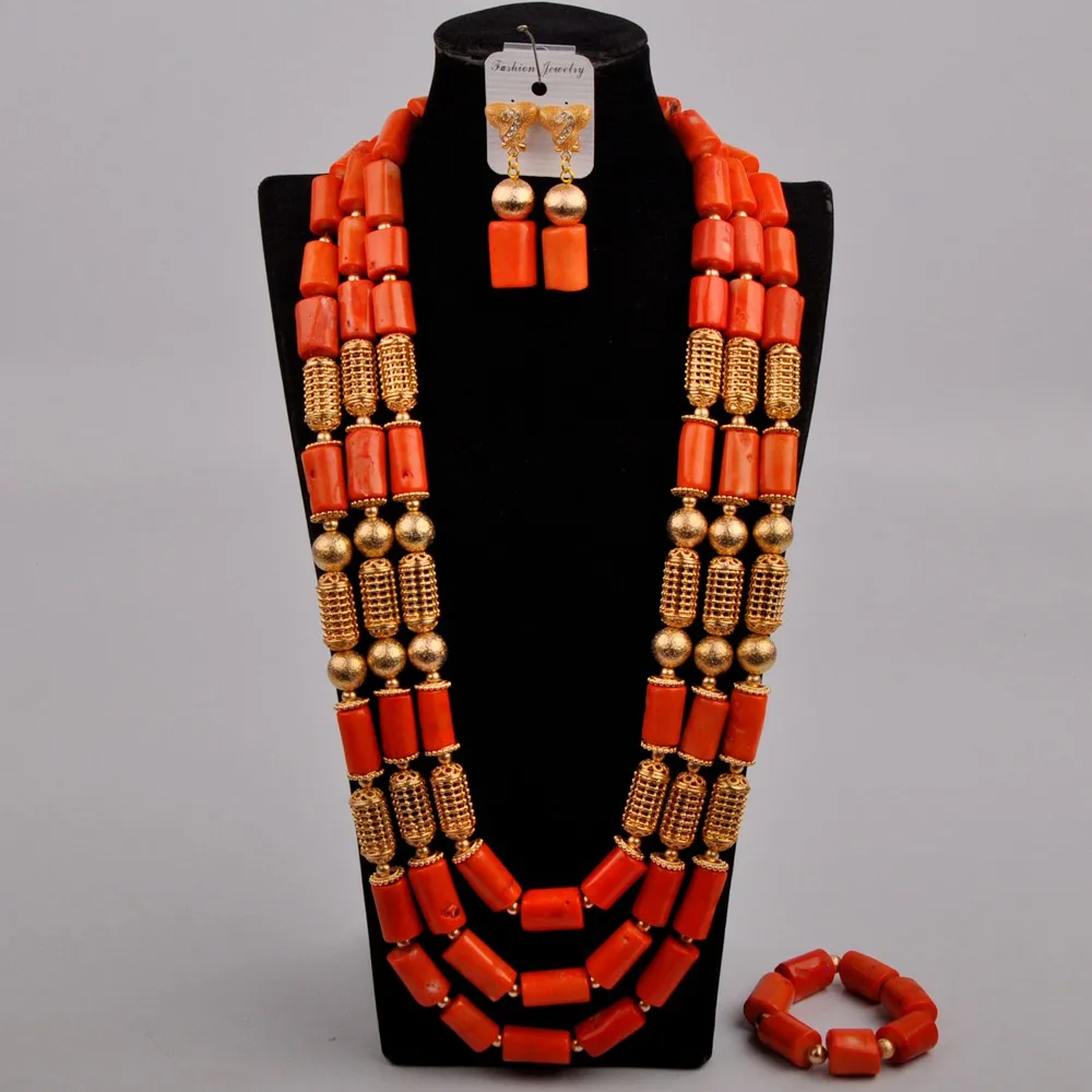 Orange Natural Coral Bead Nigeria Wedding Women's Wedding Jewelry Necklace African Bride Dress Accessories Set AU-359
Orange Natural Coral Bead Nigeria Wedding Women's Wedding Jewelry Necklace African Bride Dress Accessories Set AU-359