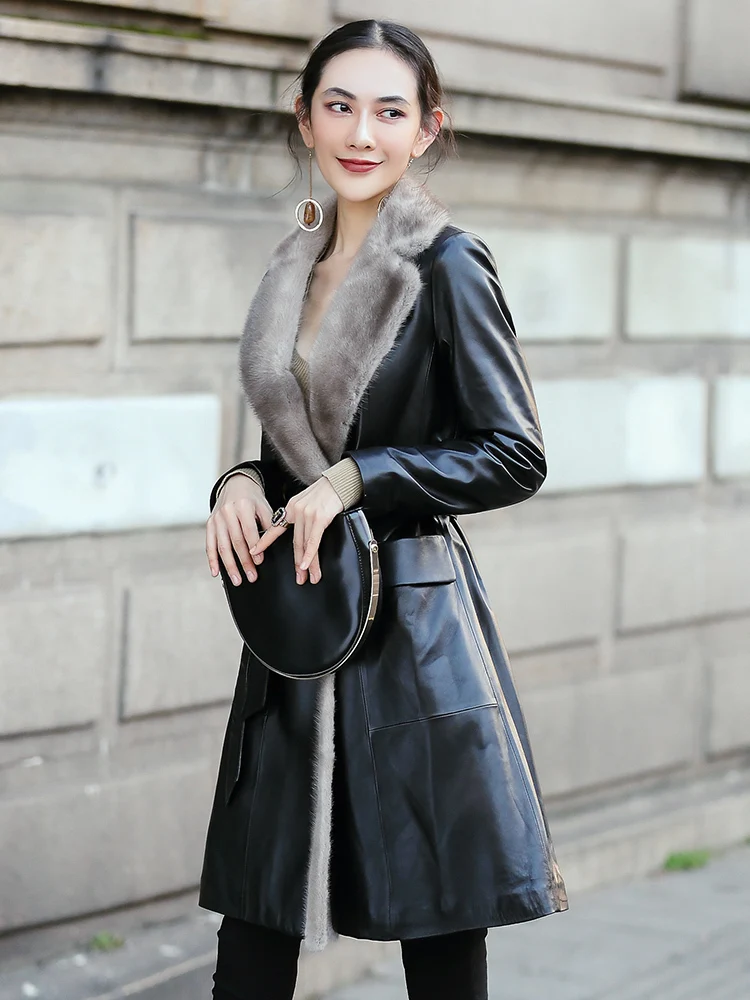 Winter 2023 Leather Jacket Coat Women Mink Fur Collar Warm Down Jacket Women Genuine Sheepskin Coat Manteau Femme MY4438
Winter 2023 Leather Jacket Coat Women Mink Fur Collar Warm Down Jacket Women Genuine Sheepskin Coat Manteau Femme MY4438