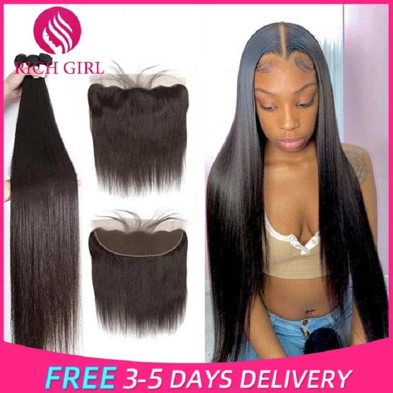 Richgirl Hair 28 30 Inch Brazilian Straight Human Hair Weave Bundles With Closure 13x4 Cheap Frontal With 3 Bundles Remy Hair
Richgirl Hair 28 30 Inch Brazilian Straight Human Hair Weave Bundles With Closure 13x4 Cheap Frontal With 3 Bundles Remy Hair