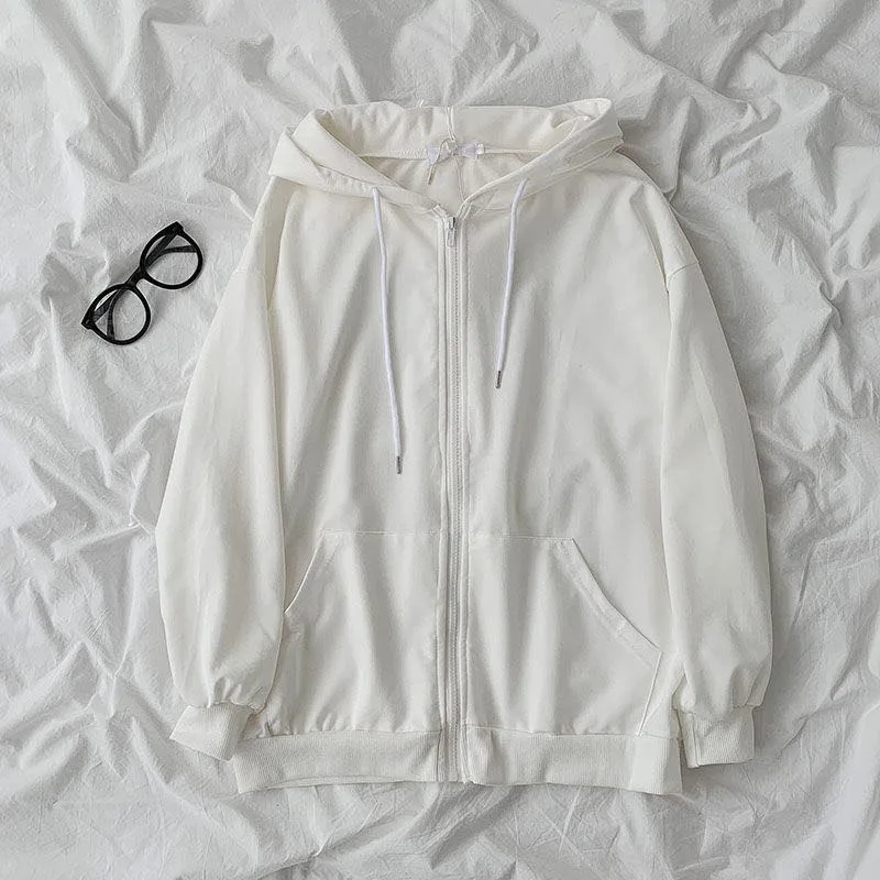 Women Korean Style Hoodies Vintage Solid Color Long Sleeve Oversized Hooded Sweatshirt Lady Women Casual Zip-up Tops
Women Korean Style Hoodies Vintage Solid Color Long Sleeve Oversized Hooded Sweatshirt Lady Women Casual Zip-up Tops