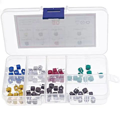 80 pièces 8 valeur 6mm 5/10/30/60/120P condensateur réglable Kit de condensateur Variable