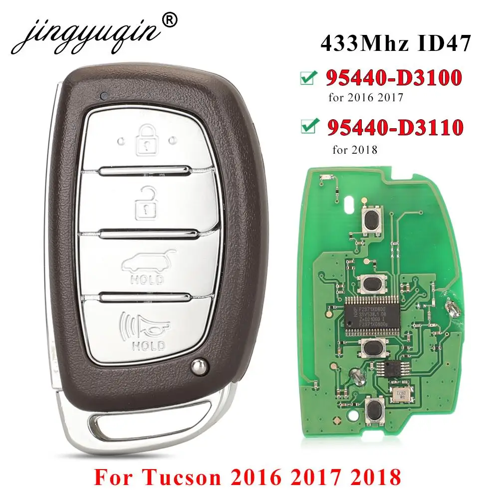 jingyuqin 95440-D3100 / 95440-D3110 4 Button Keyless for 2016 2017 2018 Hyundai Tucson Smart Car Key TQ8-FOB-4F07 TQ8-FOB-4F11
jingyuqin 95440-D3100 / 95440-D3110 4 Button Keyless for 2016 2017 2018 Hyundai Tucson Smart Car Key TQ8-FOB-4F07 TQ8-FOB-4F11