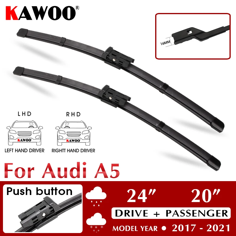 KAWOO LHD/RHD Car Wiper Blade 24"+20" For Audi A5 2017 2018 2019 2020 2021 Windshield Windscreen Front Window Accessories
KAWOO LHD/RHD Car Wiper Blade 24"+20" For Audi A5 2017 2018 2019 2020 2021 Windshield Windscreen Front Window Accessories