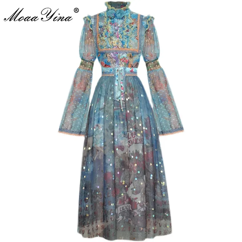 MoaaYina Fashion Designer Summer Skirts Suit Women's Flare Sleeve Printed Shirts and Mesh Midi Skirt Two Pieces Set
MoaaYina Fashion Designer Summer Skirts Suit Women's Flare Sleeve Printed Shirts and Mesh Midi Skirt Two Pieces Set