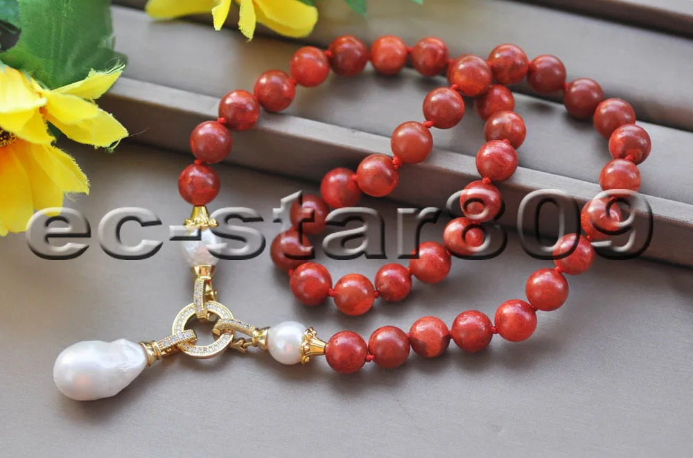 Z10122 19" Round Red Grass-Coral White Keshi Pearl Choker Necklace Pendant CZ
Z10122 19" Round Red Grass-Coral White Keshi Pearl Choker Necklace Pendant CZ