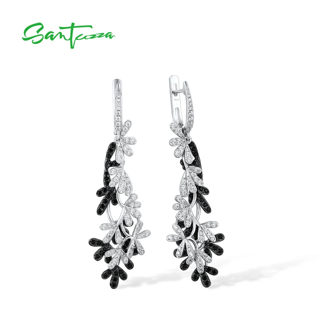 SANTUZZA 100% 925 Sterling Silver Drop Earrings For Woman Black Spinel White Cubic Zirconia Winter Flowers Trendy Fine Jewelry
SANTUZZA 100% 925 Sterling Silver Drop Earrings For Woman Black Spinel White Cubic Zirconia Winter Flowers Trendy Fine Jewelry