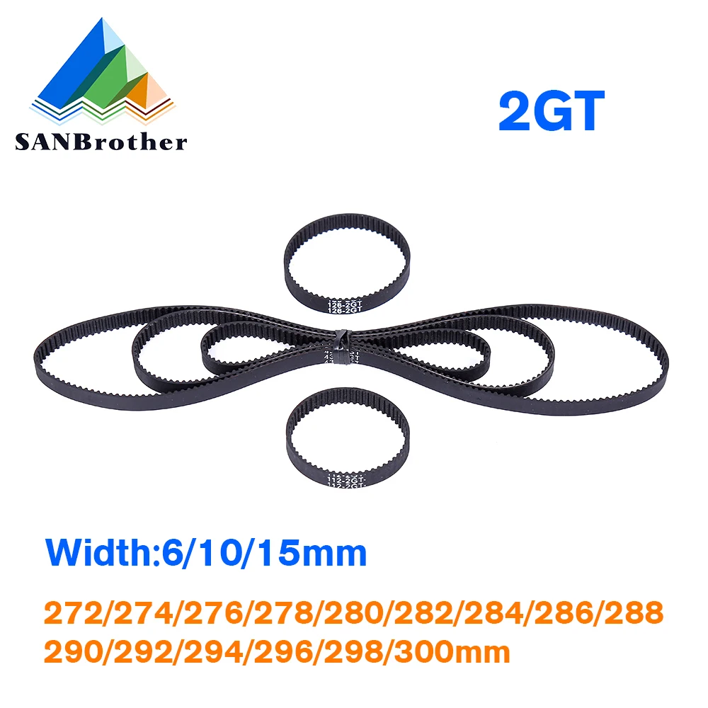 GT2 Closed Loop Timing Belt Rubber 300/292/274/278/280/284mm 2GT BELT width 6/10/15mm suitably GT2 pulley for 3d printer parts
GT2 Closed Loop Timing Belt Rubber 300/292/274/278/280/284mm 2GT BELT width 6/10/15mm suitably GT2 pulley for 3d printer parts