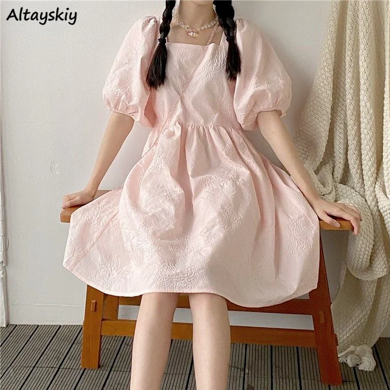 Dresses Women Stylish Sweet Lovely Bow Square Collar Short Puff Sleeve Student All-match Summer Tender High Waist Vestidos Ins
Dresses Women Stylish Sweet Lovely Bow Square Collar Short Puff Sleeve Student All-match Summer Tender High Waist Vestidos Ins