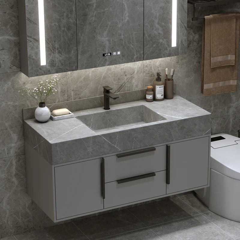 Stone Plate Integrated Bathroom Cabinet Combination Modern Simple Double Basin Light Luxury Wash Basin Wash Inter-Platform BasiN
Stone Plate Integrated Bathroom Cabinet Combination Modern Simple Double Basin Light Luxury Wash Basin Wash Inter-Platform BasiN