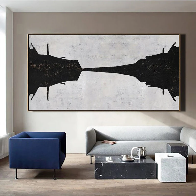 Large Abstract Art Horizontal Painting Wall Art Canvas Painting, Modern Art Black White Minimalist Art Hand Painted
Large Abstract Art Horizontal Painting Wall Art Canvas Painting, Modern Art Black White Minimalist Art Hand Painted