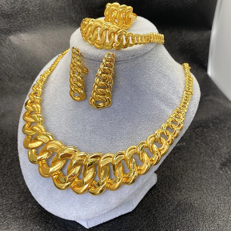 24K gold color jewelry sets for women bridal Indian African wedding ornament gifts luxury necklace earrings bracelet ring set
24K gold color jewelry sets for women bridal Indian African wedding ornament gifts luxury necklace earrings bracelet ring set
