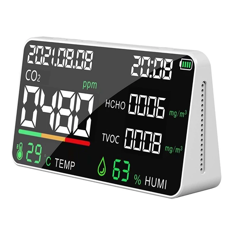 Air Quality Monitor Detector Multifunctional 5in1CO2 Meter Digital Temperature Humidity Tester Carbon DioxideTVOC HCHO Detector
Air Quality Monitor Detector Multifunctional 5in1CO2 Meter Digital Temperature Humidity Tester Carbon DioxideTVOC HCHO Detector