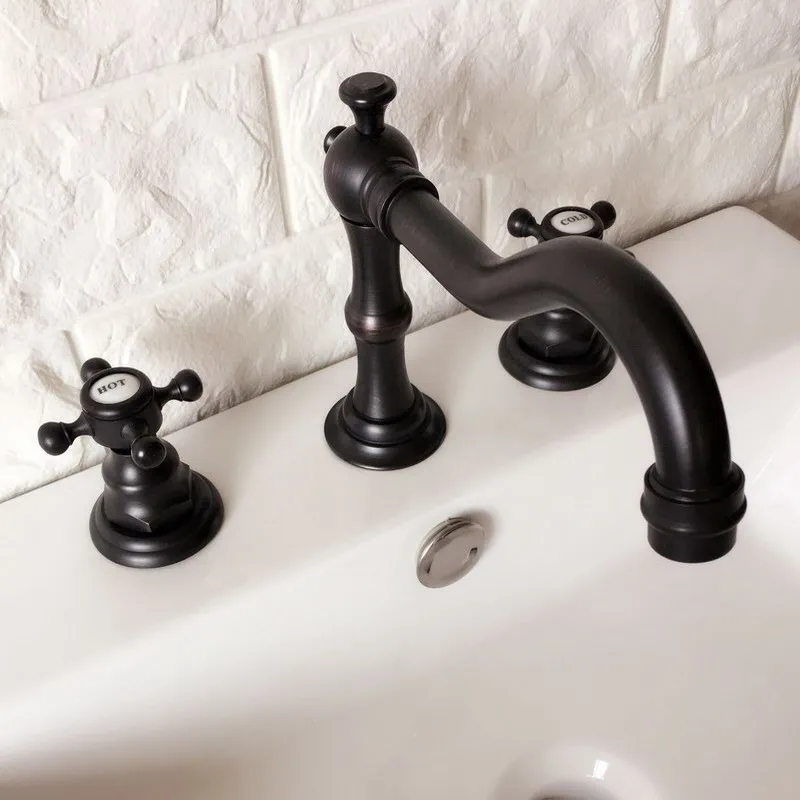Black Oil Rubbed Bronze Double Handles 3 Holes Install Widespread Deck Mounted Bathroom Sink Basin Faucet Sink Mixer Tap mhg066
Black Oil Rubbed Bronze Double Handles 3 Holes Install Widespread Deck Mounted Bathroom Sink Basin Faucet Sink Mixer Tap mhg066